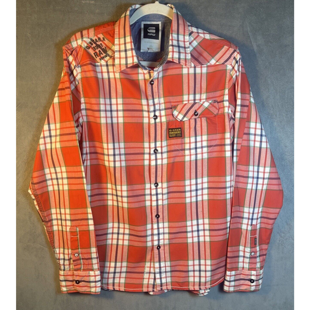 G-STAR RAW Men Rodger Check Casual Shirt Size Large